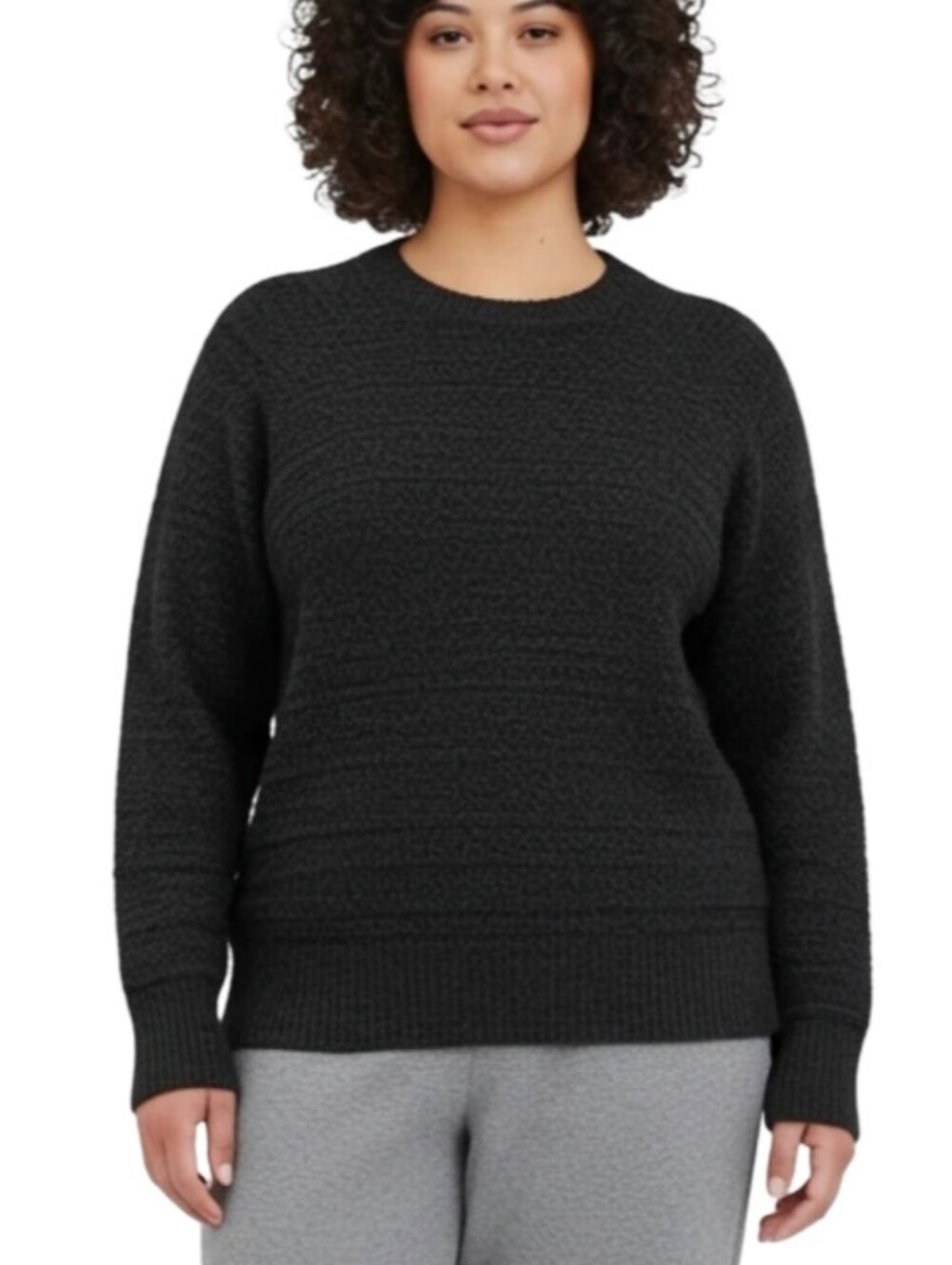 torrid Black Grey Heathered Textured Crewneck Sweater Plus Size 2 2X New
